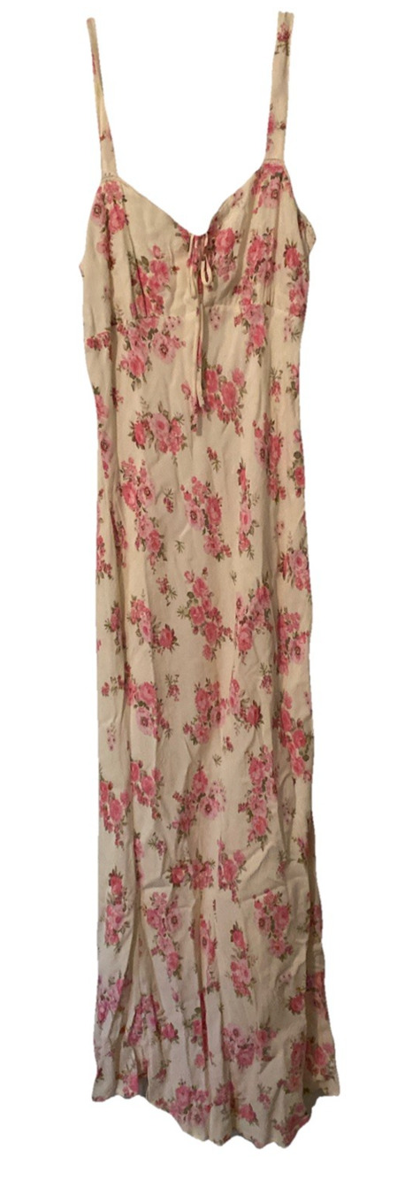 NWOT Blu Pepper Pink Floral Maxi Dress Sweetheart Coquette L Grunge